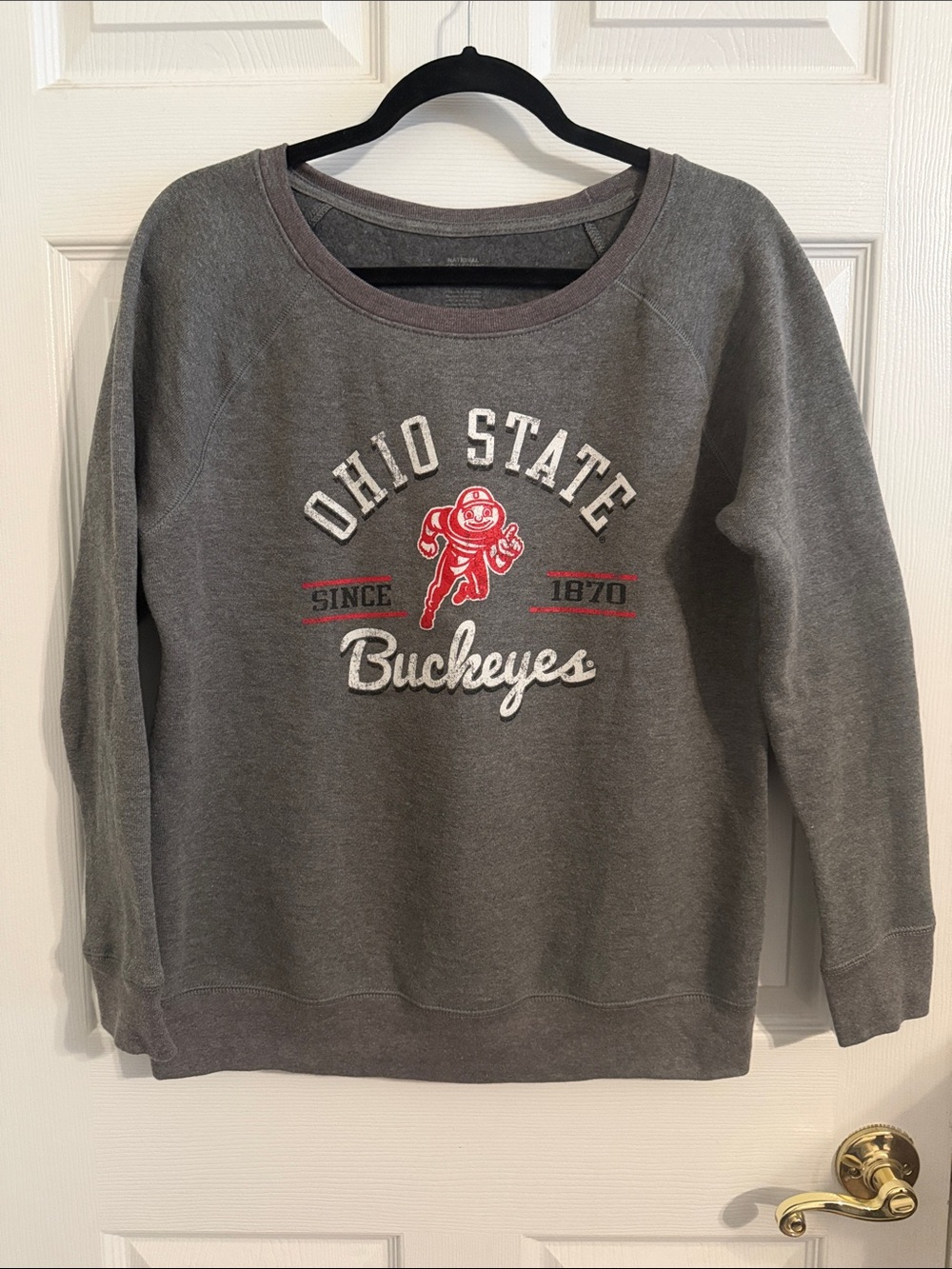 Gray Ohio State Buckeyes Crewneck Sweatshirt Retro Graphic Brutus Buckeye Sz Med